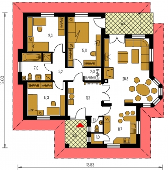 Plan de sol du rez-de-chaussée - BUNGALOW 84